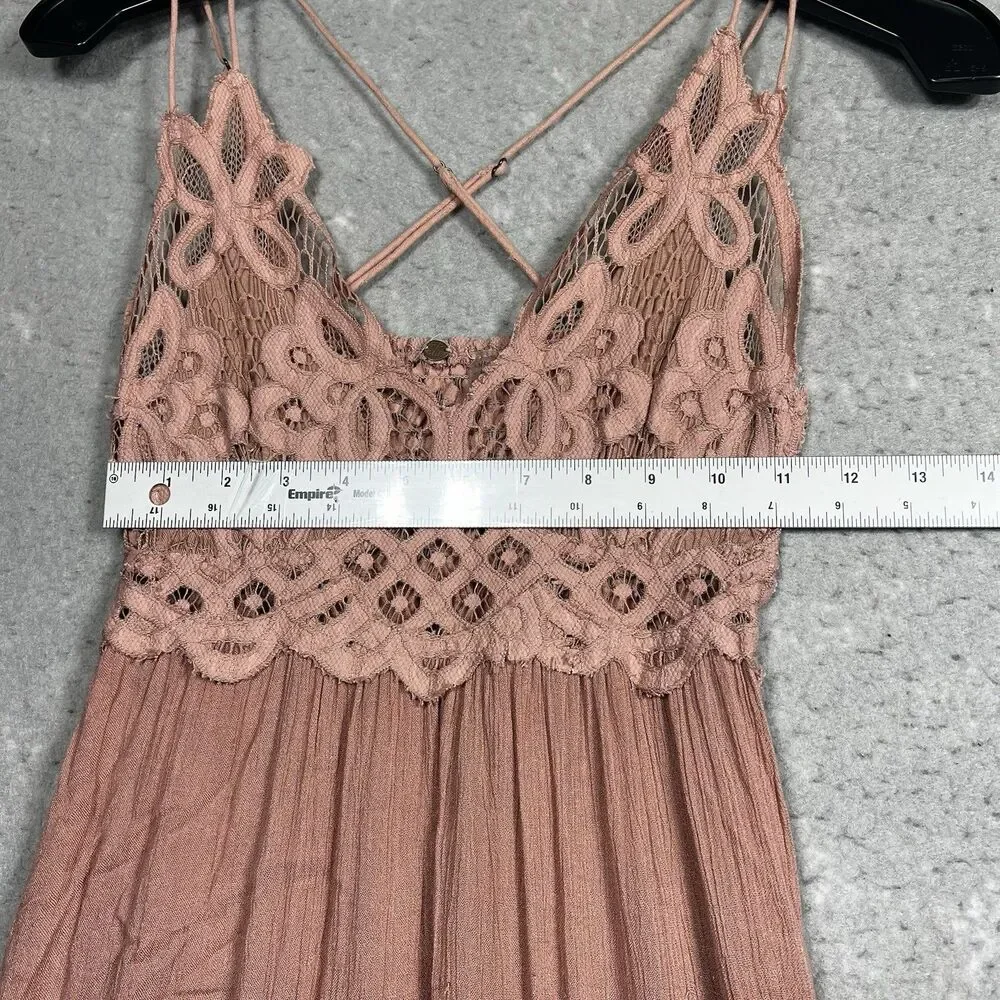 Free People Lace Slip Dress Womens Size XS Adella Dusty Rose Pink Ruffle Dress - Picture 5 of 12